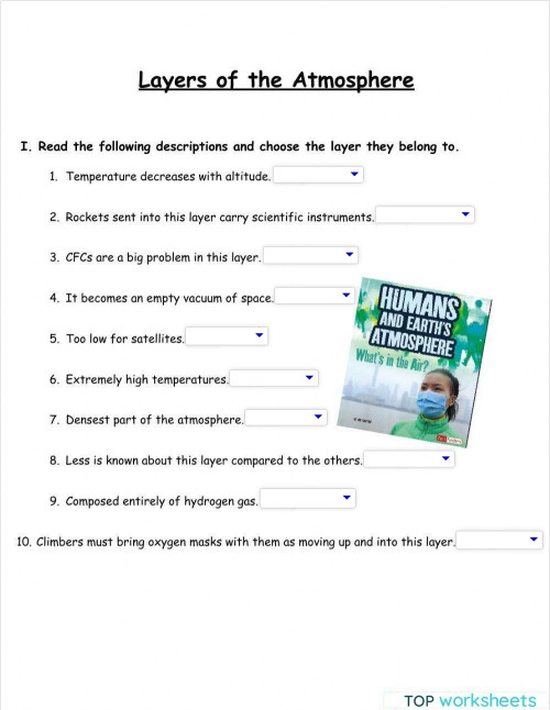 Layers of the Atmosphere. Interactive worksheet TopWorksheets