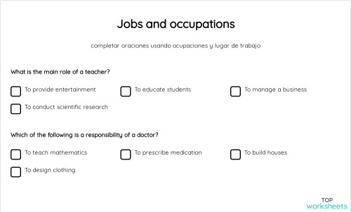 Jobs and occupations. Interactive worksheet | TopWorksheets