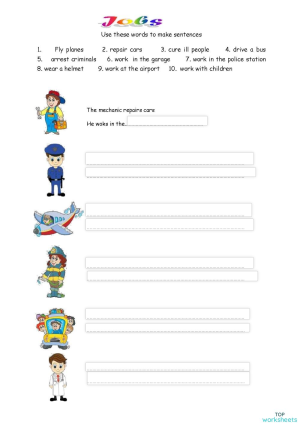 Jobs. Interactive worksheet | TopWorksheets