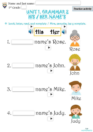 1st G. Unit 2. Grammar 2. Practice activity. Interactive worksheet ...