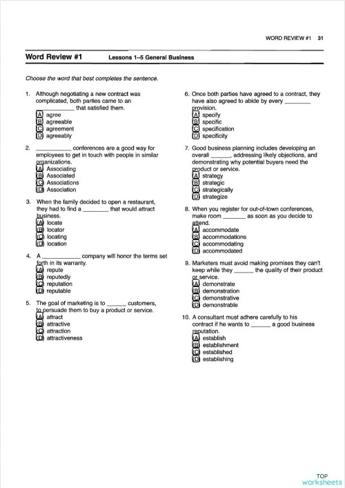 600 essential words for toeic word review 1 interactive worksheet