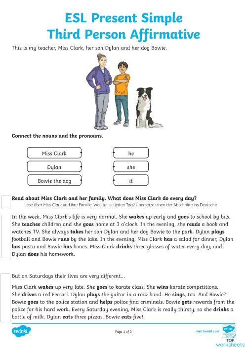 HE SHE IT 3 Person Singular. Interactive worksheet | TopWorksheets