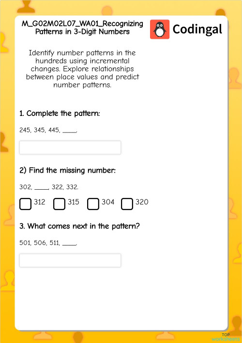 M_G02M02L07_WA01_Recognizing Patterns in 3-Digit Numbers. Interactive ...