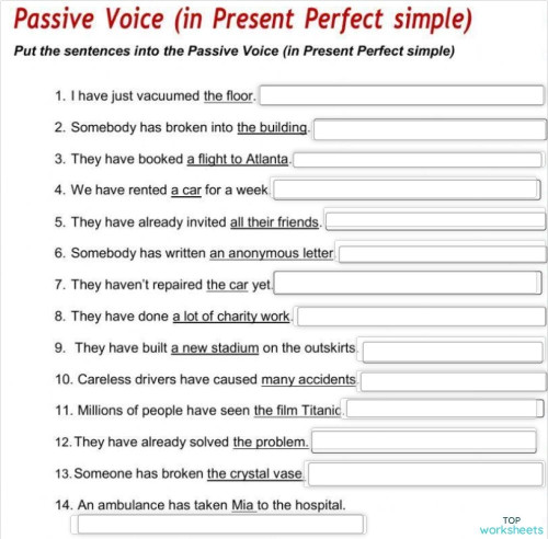 Present Perfect Passive. Interactive worksheet | TopWorksheets