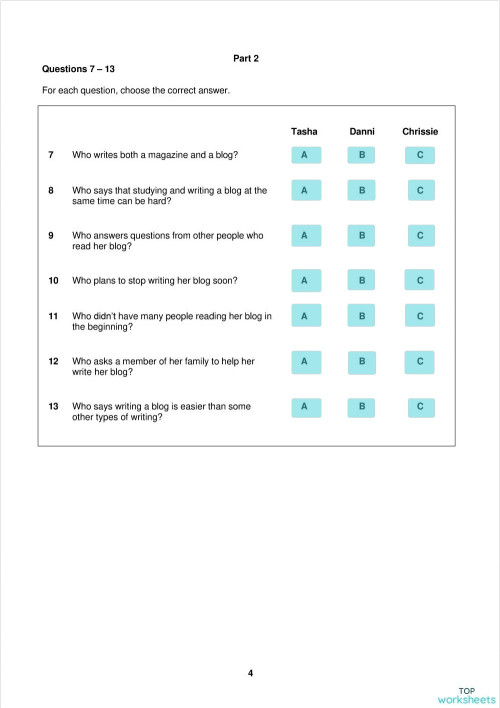 A2 KEY Cambridge Test Reading. Interactive worksheet | TopWorksheets