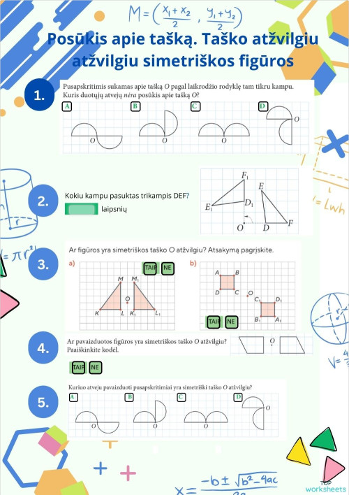 Simetrija: interactive worksheets and online exercises | TopWorksheets