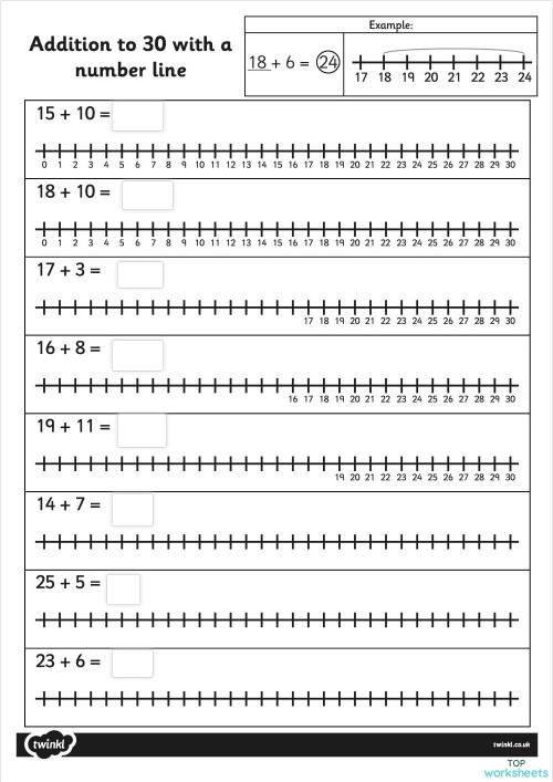 Addition Using number line. Interactive worksheet | TopWorksheets