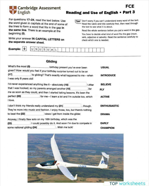 Fce reading and use of english part 3. Interactive worksheet