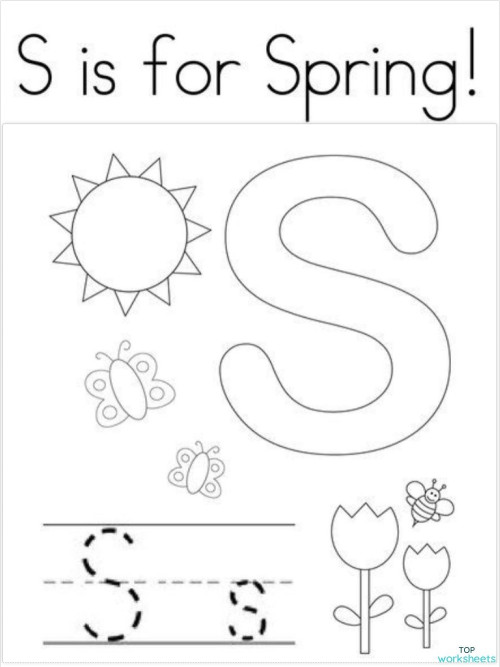 S for SPRING TRACE. Interactive worksheet | TopWorksheets