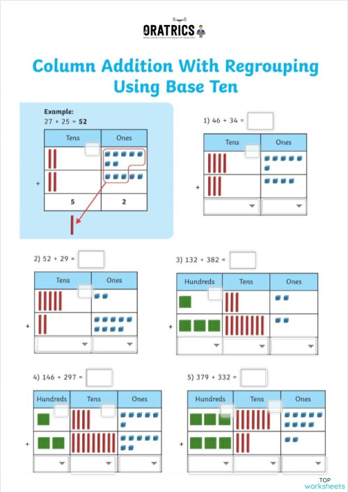 Addition BBB. Interactive worksheet | TopWorksheets
