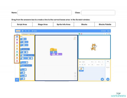 YR5 ICT - Lesson 01 Scratch Layout. Interactive worksheet | TopWorksheets