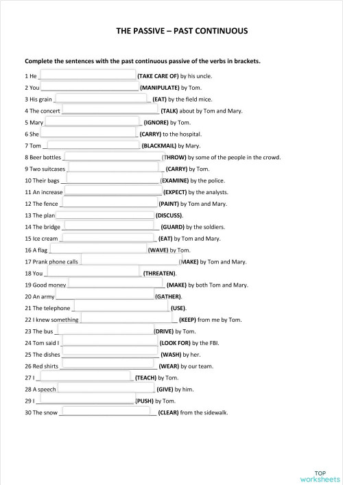 Passive voice past continuous interactive worksheet topworksheets