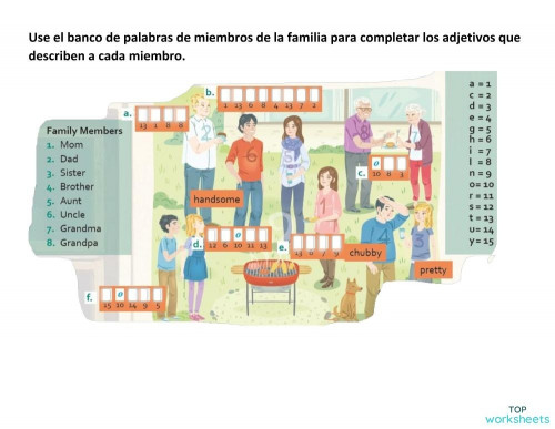 family and desc. Interactive worksheet | TopWorksheets