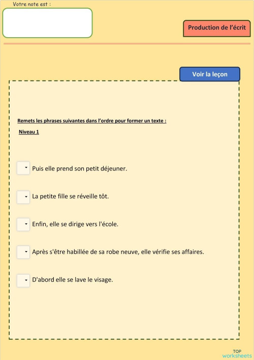 remettre des phrases dans l’ordre1. Fiche interactive | TopWorksheets