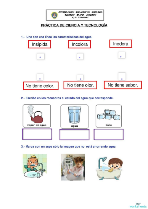 Práctica de Ciencia y Tecnología. Ficha interactiva | TopWorksheets