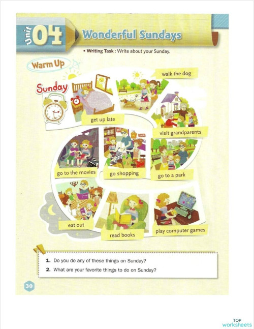 Write RIght 1: Wonderful Sundays. Interactive worksheet | TopWorksheets