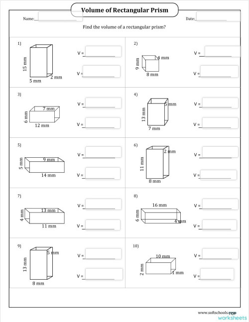 Volume of Rectangular Prism 1. Interactive worksheet | TopWorksheets
