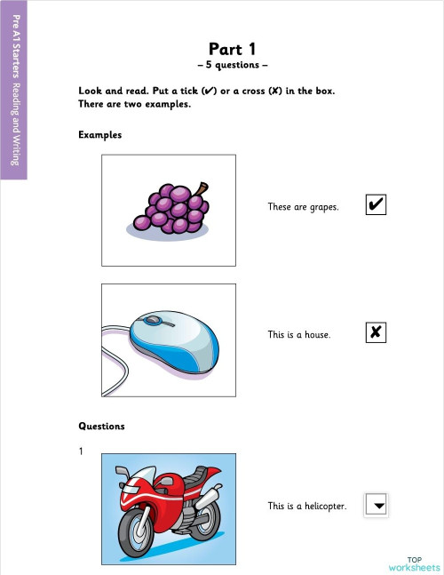 Starters - Reading and Writing - Sample Test 1. Interactive worksheet ...