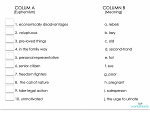 EUPHEMISM WORKSHEET Interactive worksheet TopWorksheets