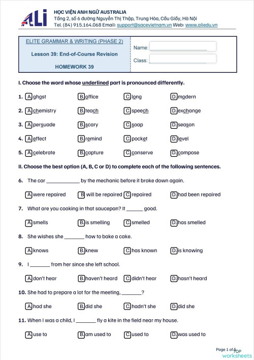 2EGK_L39_HW. Interactive worksheet | TopWorksheets