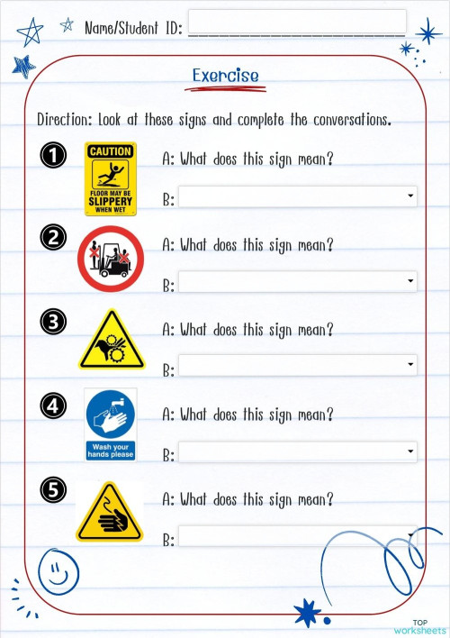 Safety first - 1209 ใบงานเชิงโต้ตอบ | TopWorksheets