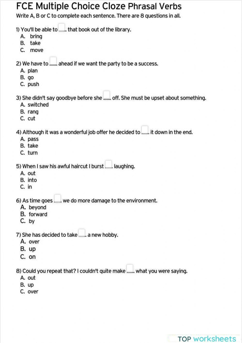 Other interactive worksheets and online exercises topworksheets