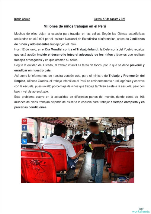 La Noticia 4to Grado Grupo 2 Ficha Interactiva Topworksheets 