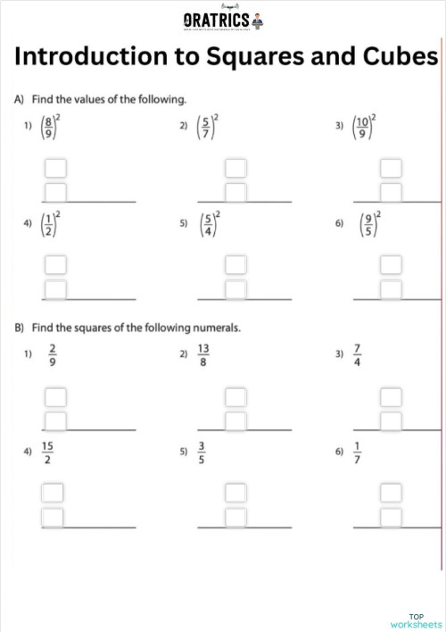 Squares and Cubes 04. Interactive worksheet | TopWorksheets
