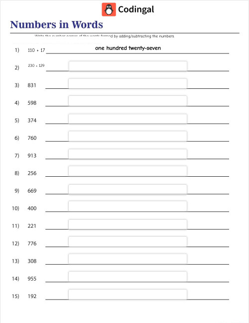 M_G02M03L14_WE02_Number Names upto 999. Interactive worksheet ...