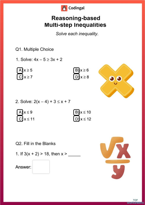 Equations: interactive worksheets and online exercises | TopWorksheets