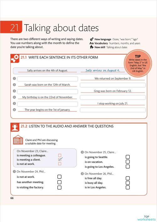 Talking about dates #2. Interactive worksheet | TopWorksheets