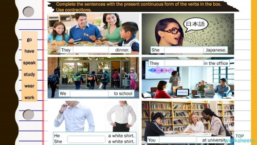 GRAMMAR Present continuous positive (2). Interactive worksheet ...