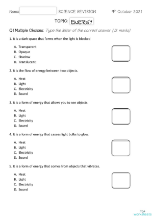 year 6 science revision energy interactive worksheet topworksheets