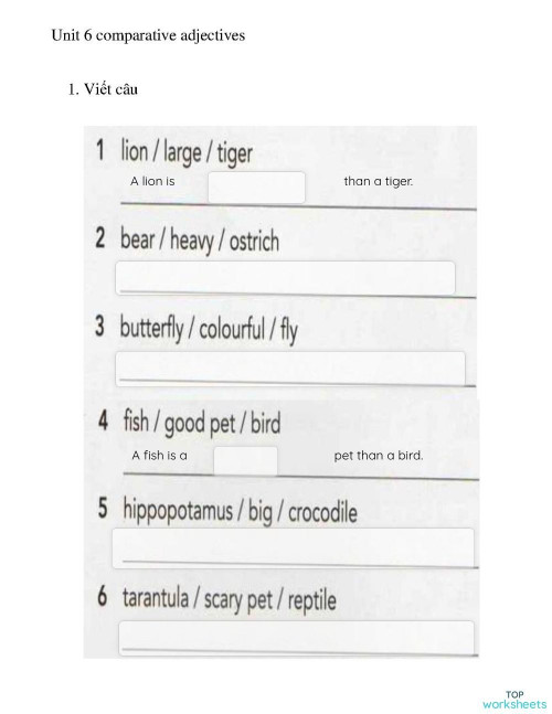 u6 grammar comparative. Interactive worksheet | TopWorksheets