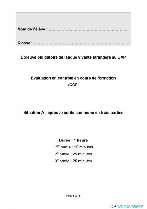 Cap sujet zero monica self introduction. Interactive worksheet ...