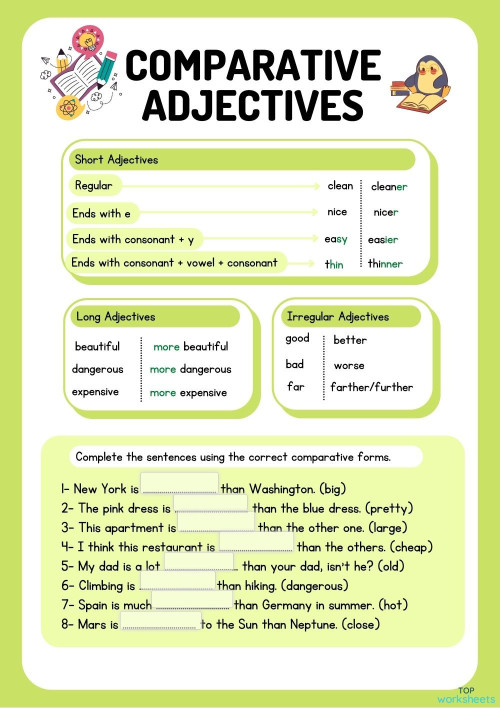 Comparative Adjectives. Interactive worksheet | TopWorksheets