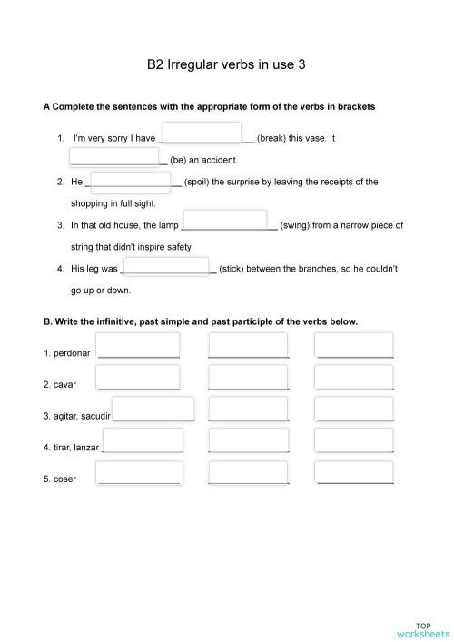 Irregular verbs 3. Ficha interactiva | TopWorksheets