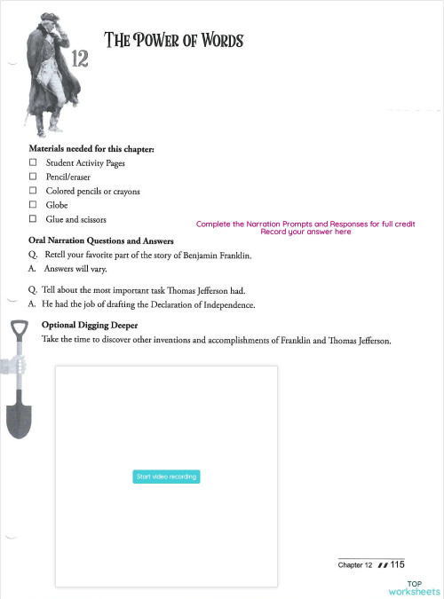 Chapter 12: The Power of Words Pg 115-116. Interactive worksheet ...