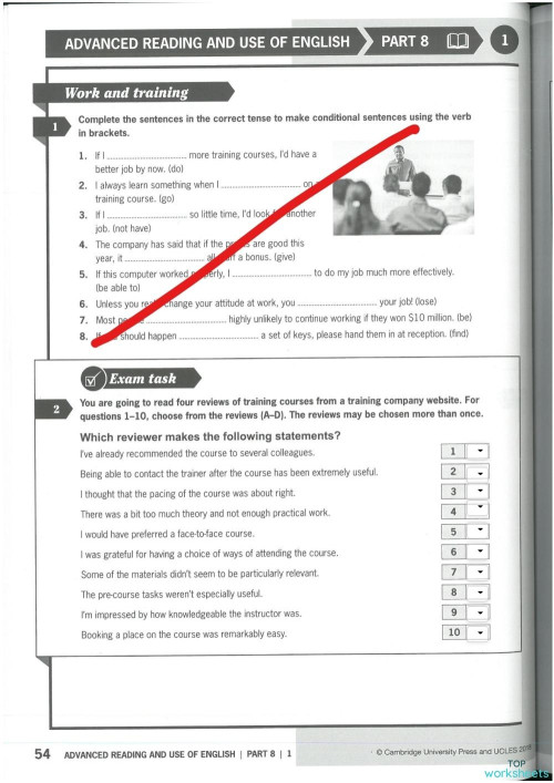 Reading and Use of English Part 8. Interactive worksheet | TopWorksheets