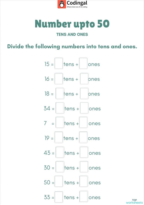 M_G01M01L03_WE03_Number upto 50. Interactive worksheet | TopWorksheets