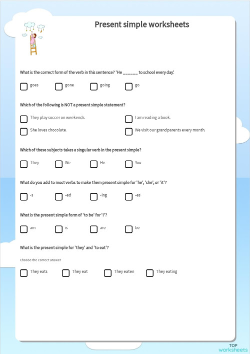 Present simple worksheet. Interactive worksheet | TopWorksheets