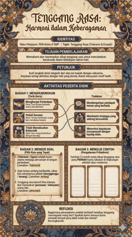 Tenggang Rasa_8 SMP. Lembar kerja interaktif | TopWorksheets