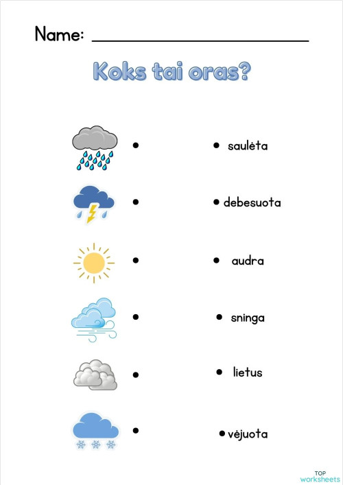 Koks tai oras?. Interactive worksheet | TopWorksheets