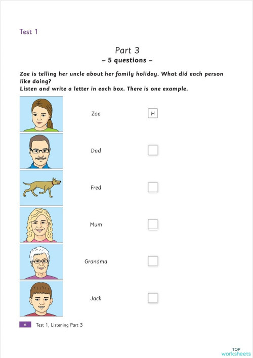 2018 Yle Movers Test 1 P3 L Interactive Worksheet Topworksheets