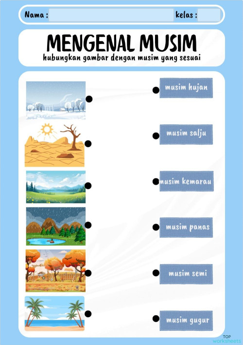 lembar kerja siswa (mengenal musim). Lembar kerja interaktif ...