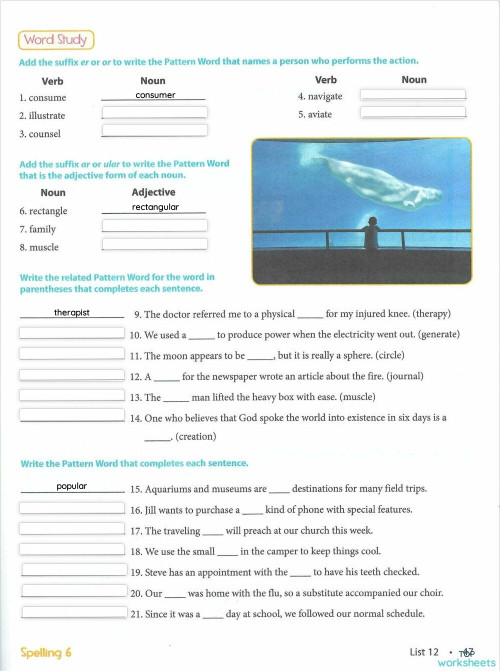 List 12: Word Study Pg 47. Interactive worksheet | TopWorksheets
