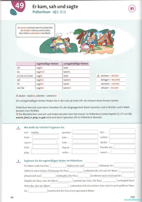 Cornelsen Arbeitsblätter Lösungen Deutsch Präteritum Kap. 49 Cornelsen. Interaktives Arbeitsblatt | TopWorksheets