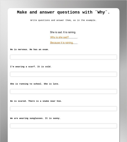 Make and answer questions with ¨Why¨.. Interactive worksheet ...