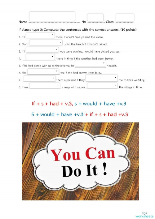 If clause type 3 M.6/9 ใบงานเชิงโต้ตอบ | TopWorksheets