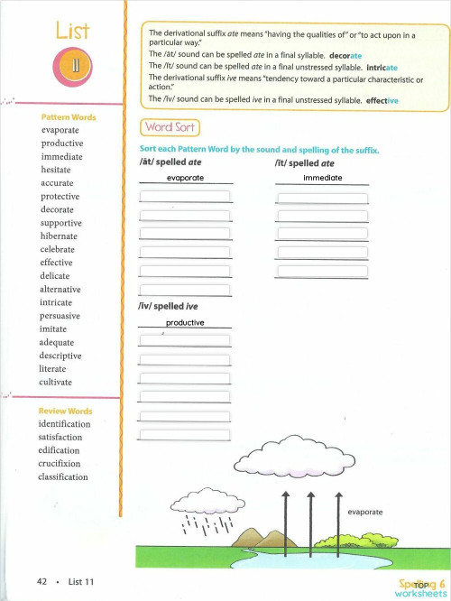 List 11: Pattern Words Pg 42. Interactive worksheet | TopWorksheets